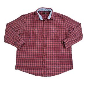 Orvis Plaid Flannel Shirt Men's XL Red Gray Lumberjack Heavyweight Check Striped